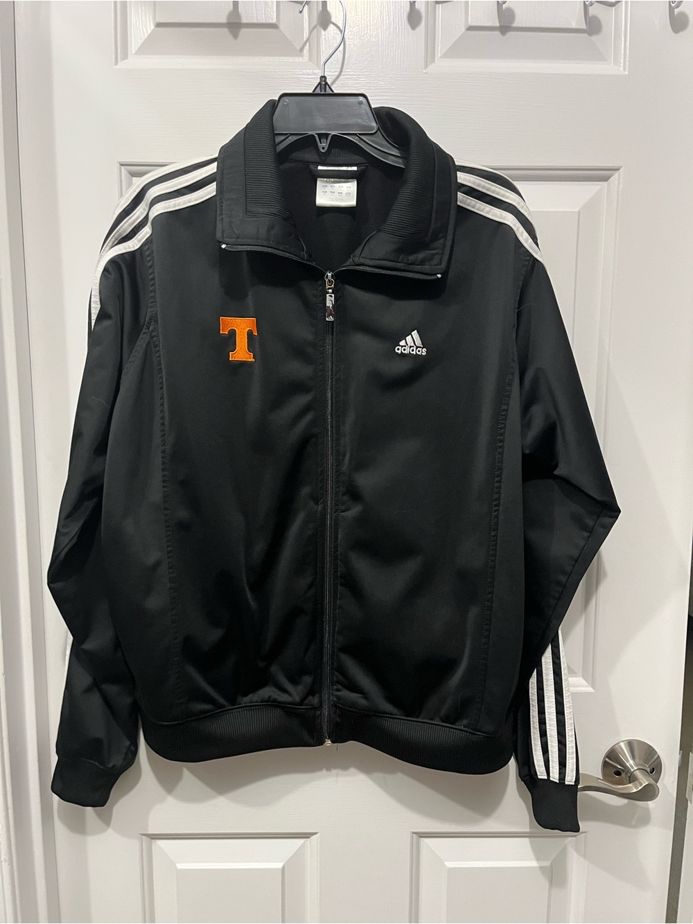 adidas Black Track Jacket with Orange T Patch